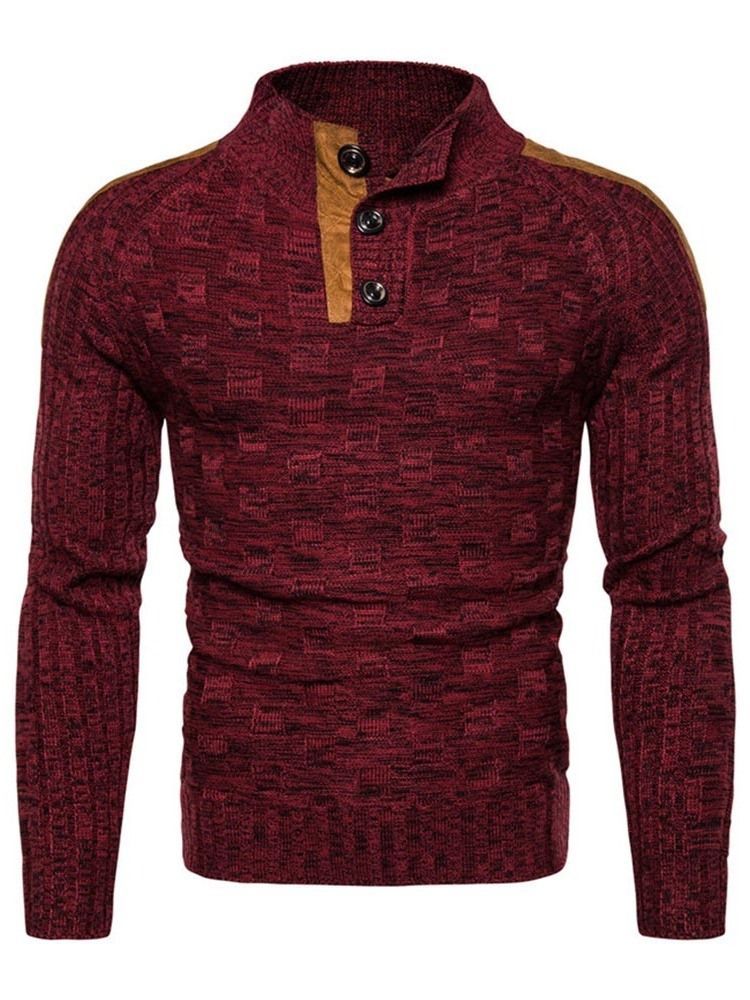 Standard-farbblock-knöpfe Casual Slim Herren Pullover