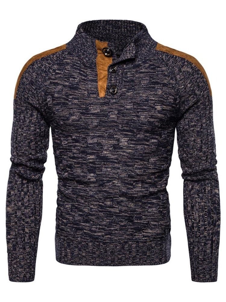 Standard-farbblock-knöpfe Casual Slim Herren Pullover