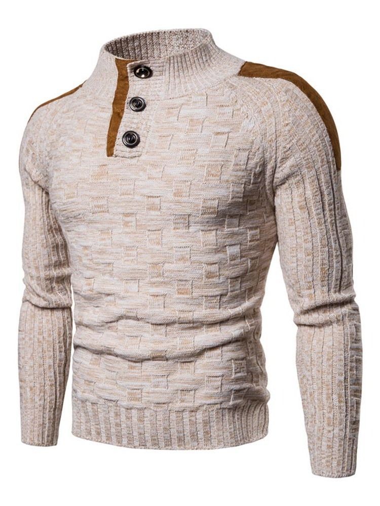 Standard-farbblock-knöpfe Casual Slim Herren Pullover