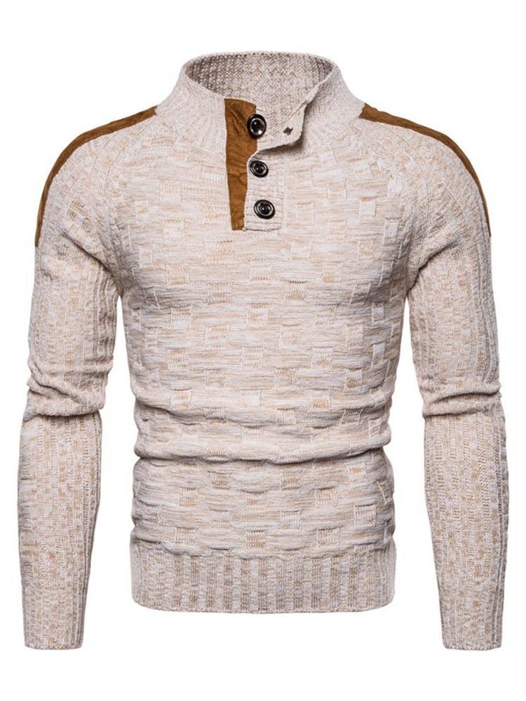 Standard-farbblock-knöpfe Casual Slim Herren Pullover