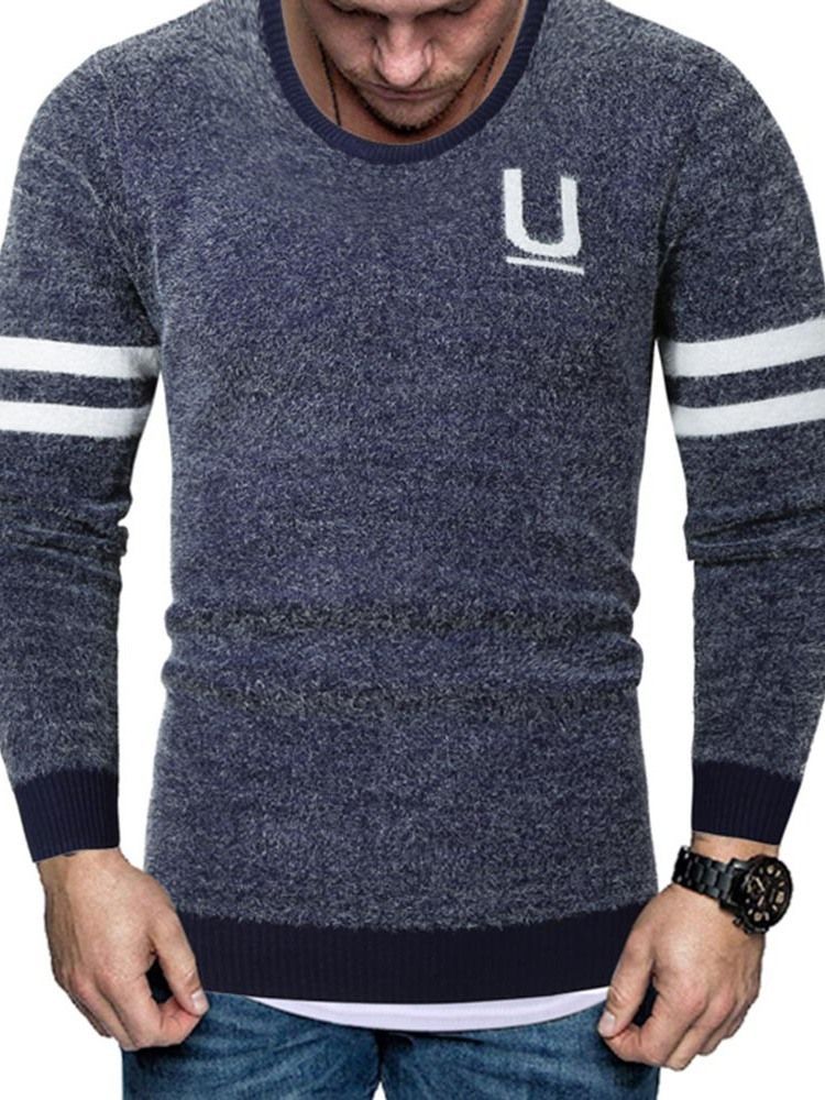 Standard-farbblock-rundhals-slim-europäischer Herrenpullover