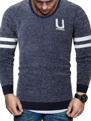 Standard-farbblock-rundhals-slim-europäischer Herrenpullover