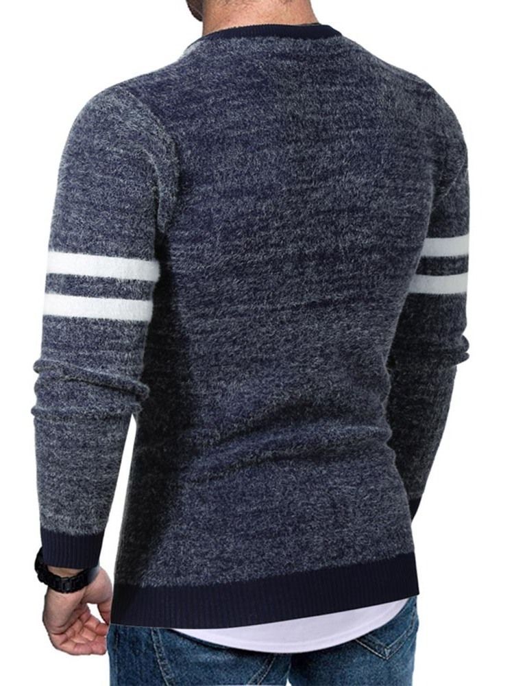 Standard-farbblock-rundhals-slim-europäischer Herrenpullover