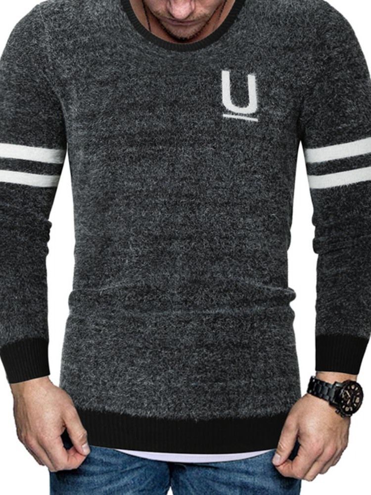 Standard-farbblock-rundhals-slim-europäischer Herrenpullover