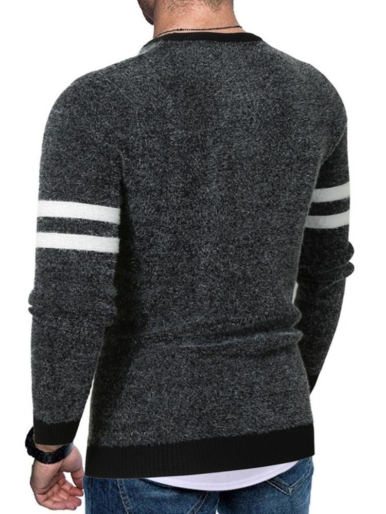 Standard-farbblock-rundhals-slim-europäischer Herrenpullover