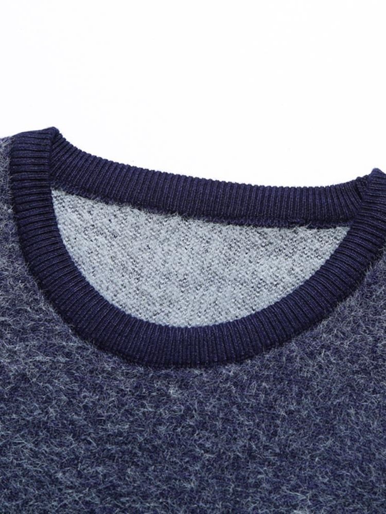 Standard-farbblock-rundhals-slim-europäischer Herrenpullover