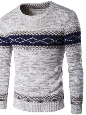 Standard Patchwork Rundhals Winter Casual Herren Pullover