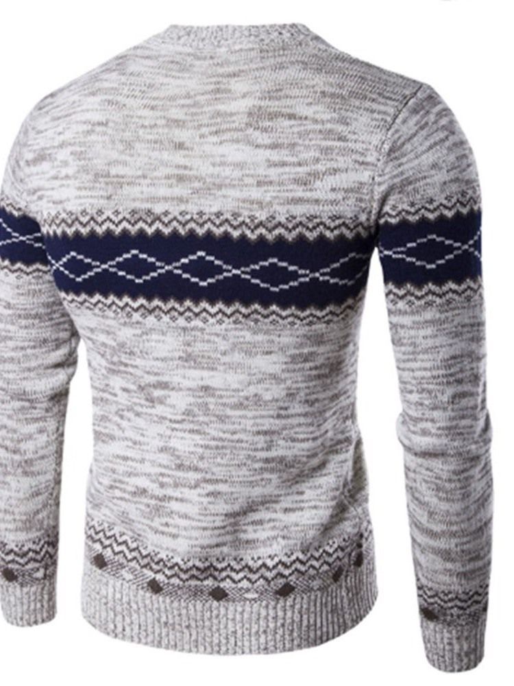 Standard Patchwork Rundhals Winter Casual Herren Pullover