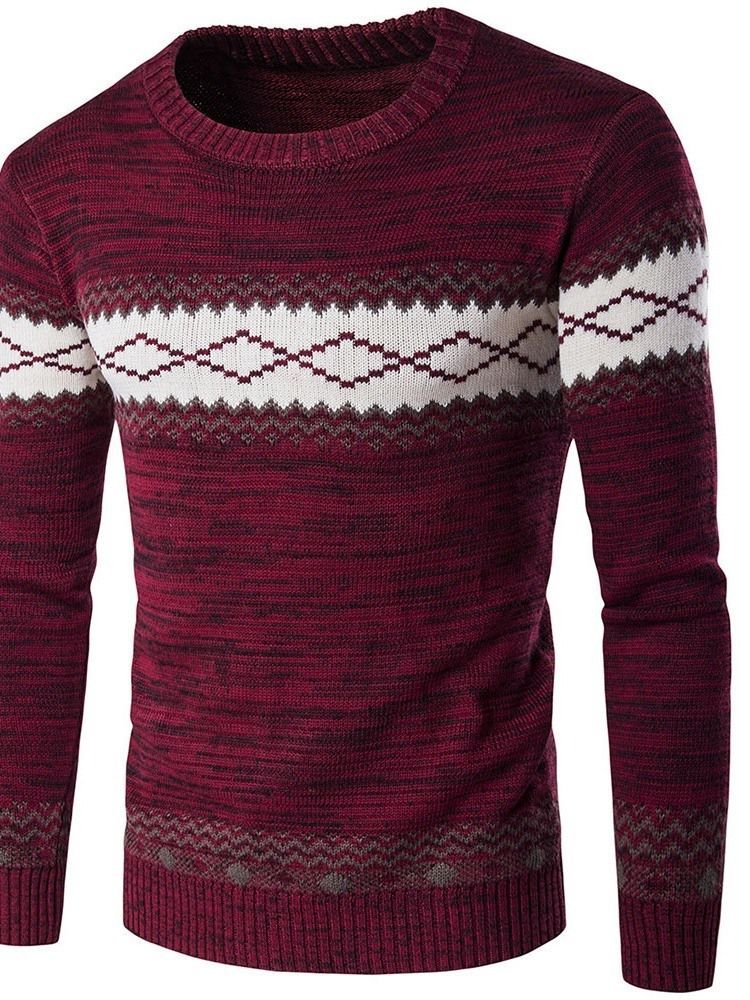 Standard Patchwork Rundhals Winter Casual Herren Pullover