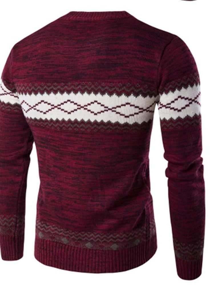 Standard Patchwork Rundhals Winter Casual Herren Pullover