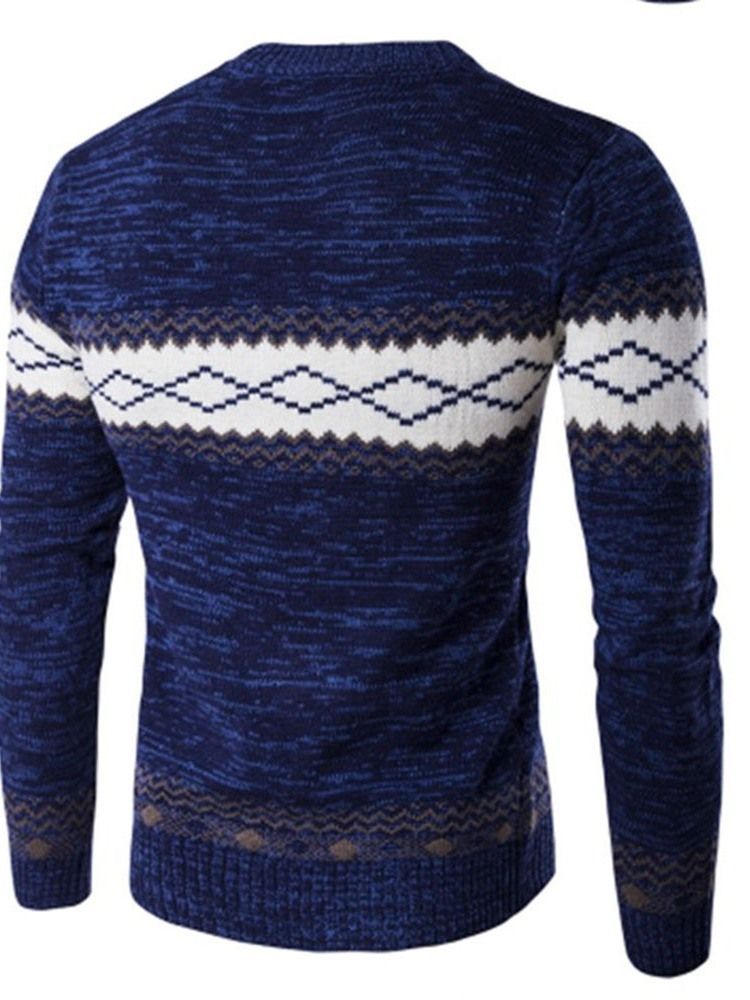 Standard Patchwork Rundhals Winter Casual Herren Pullover