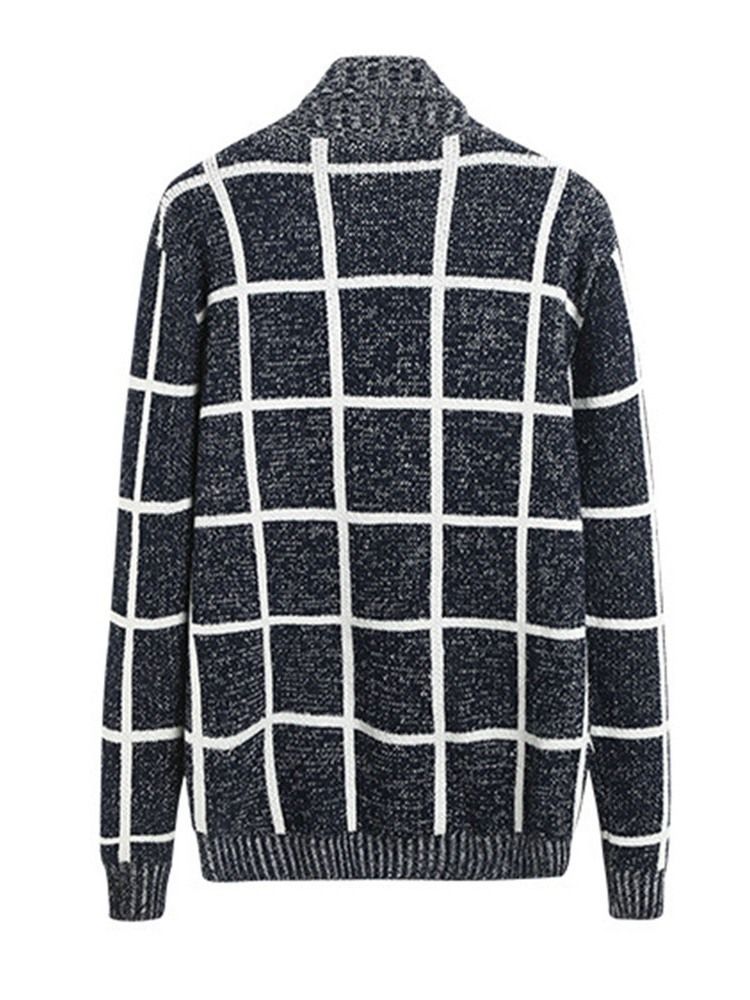 Standard Revers Plaid Herren Casual Herbst Pullover