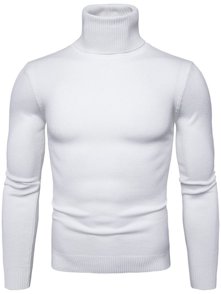 Turtleneck Plain Standard Slim Frühling Herren Pullover