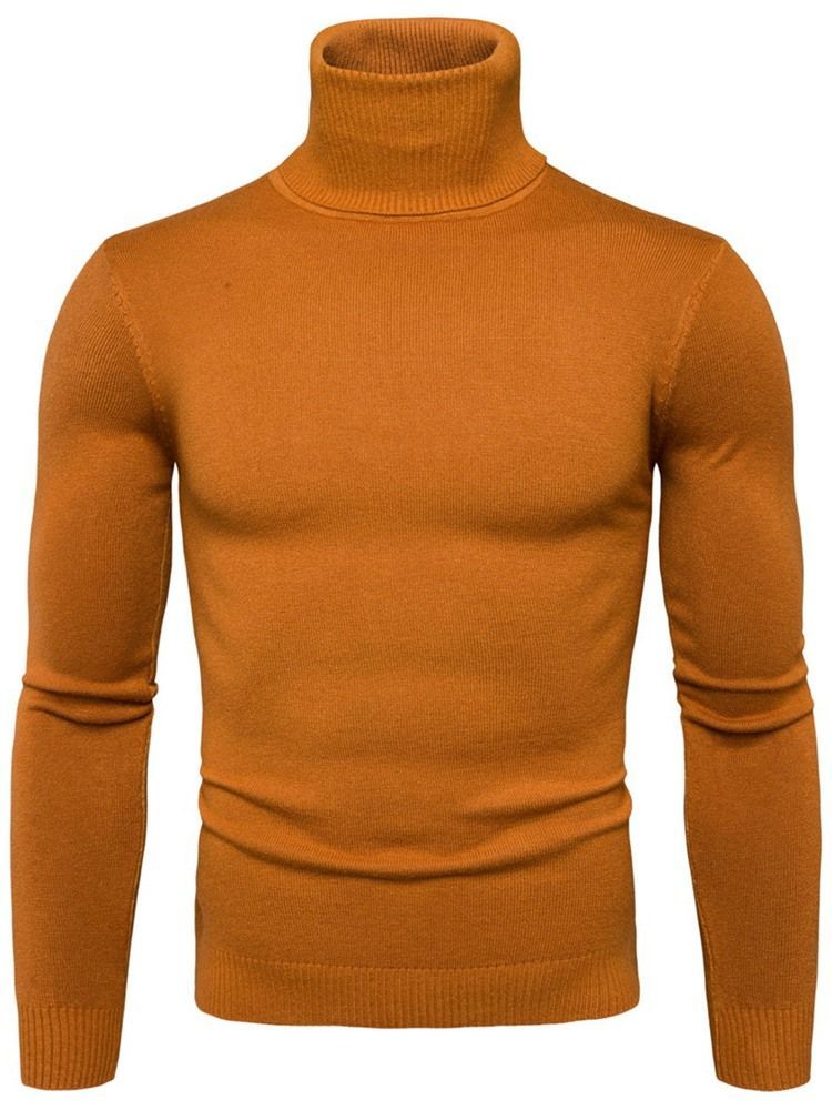 Turtleneck Plain Standard Slim Frühling Herren Pullover