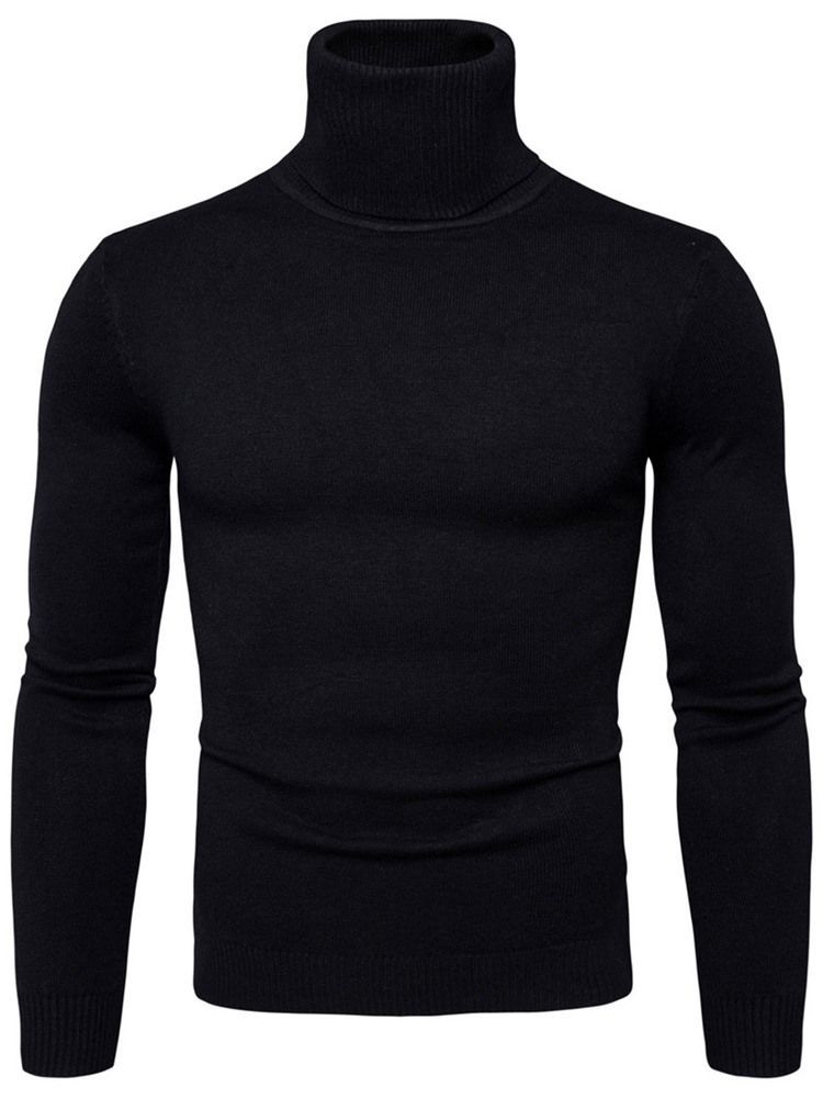 Turtleneck Plain Standard Slim Frühling Herren Pullover