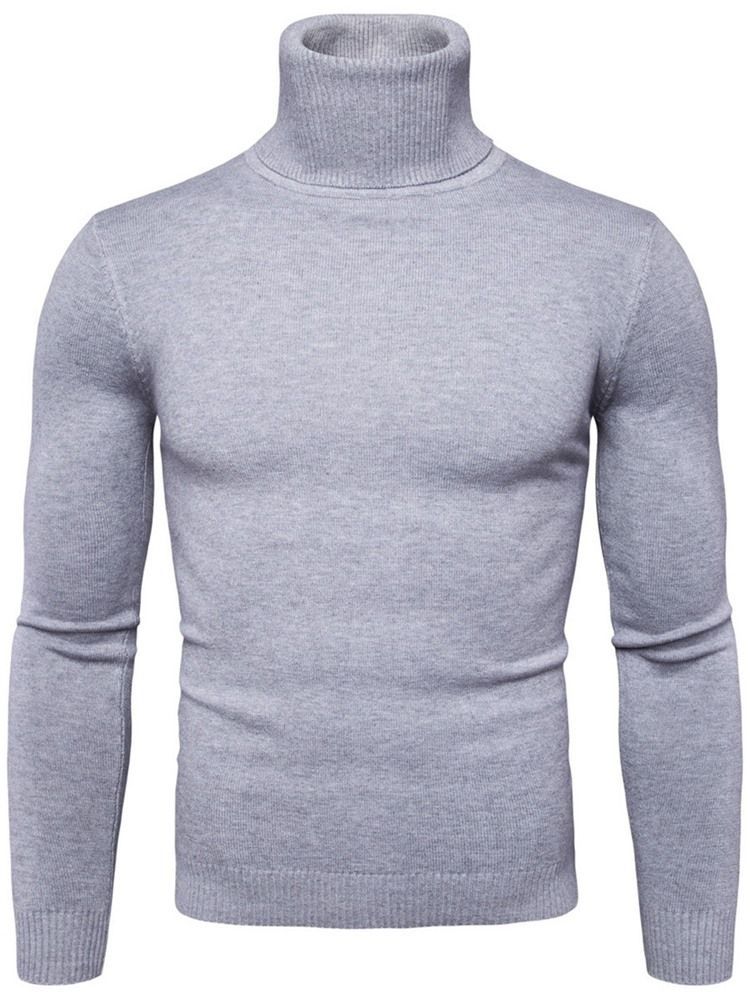 Turtleneck Plain Standard Slim Frühling Herren Pullover