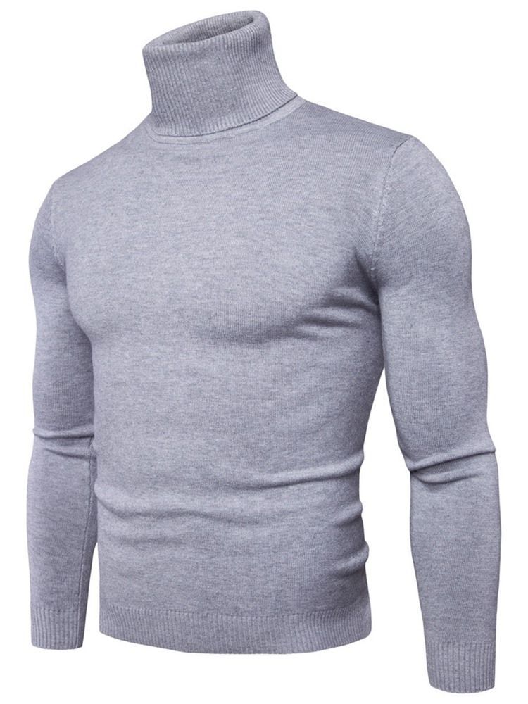 Turtleneck Plain Standard Slim Frühling Herren Pullover