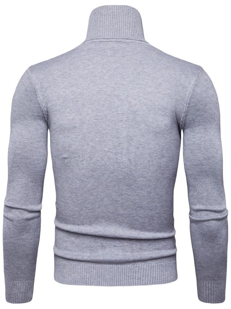 Turtleneck Plain Standard Slim Frühling Herren Pullover