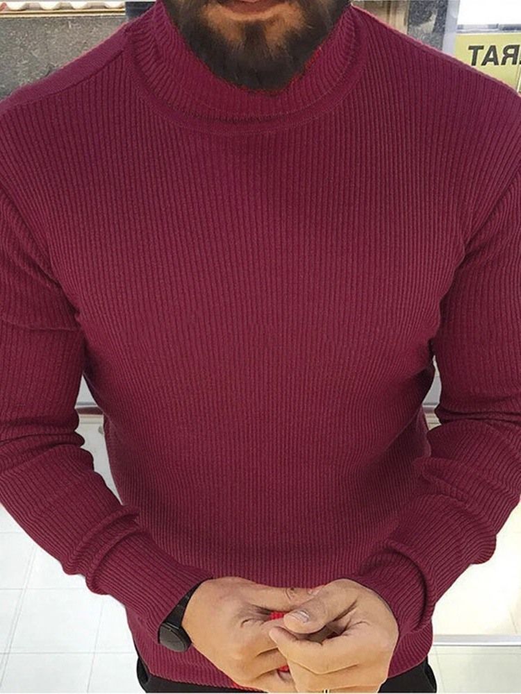 Turtleneck Plain Standard Winter Casual Herren Pullover