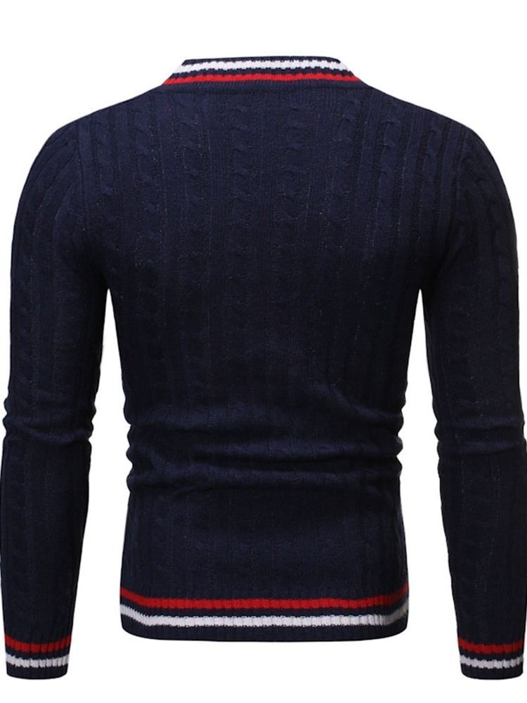 V-ausschnitt Standard Color Block Herbst Herren Slim Pullover