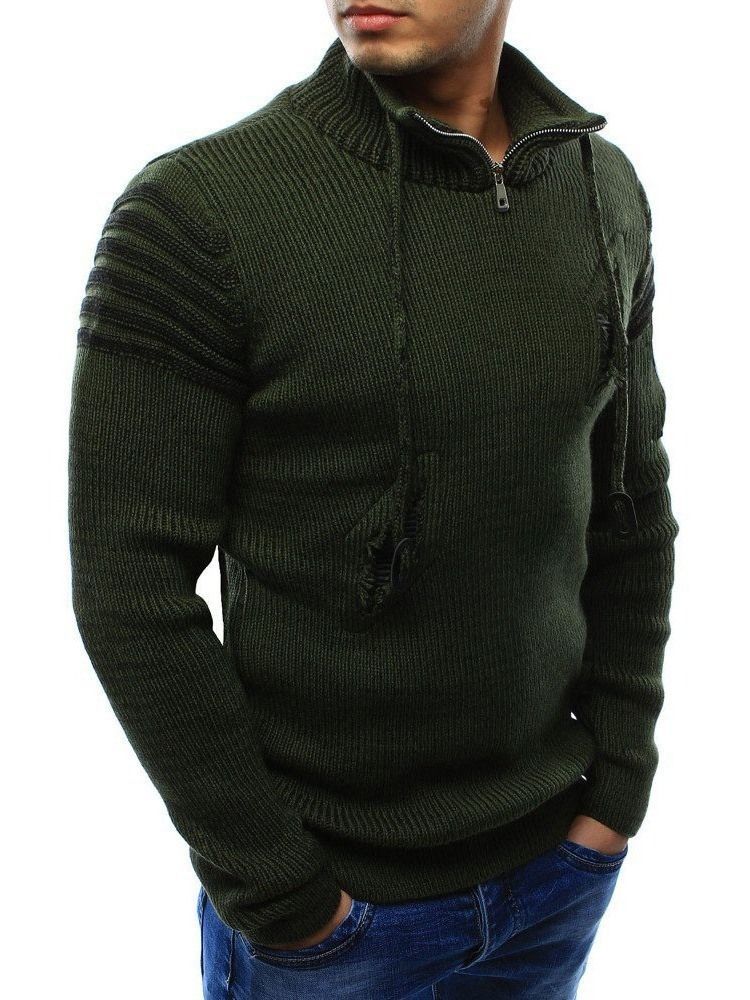 Zipper Style Casual Straight Herren Pullover