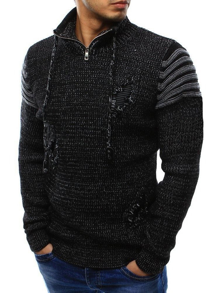 Zipper Style Casual Straight Herren Pullover