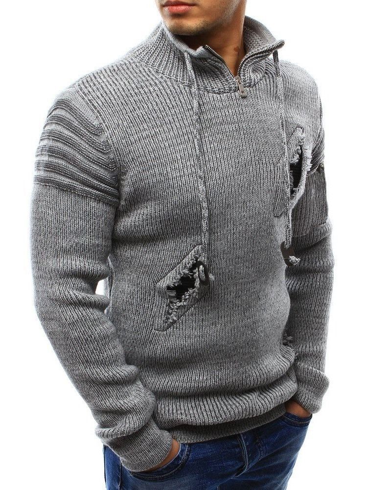 Zipper Style Casual Straight Herren Pullover