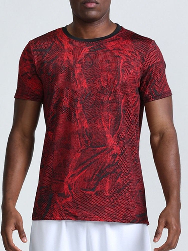 Atmungsaktives Print Camouflage Polyester Angeln T-shirt Herrenoberteile