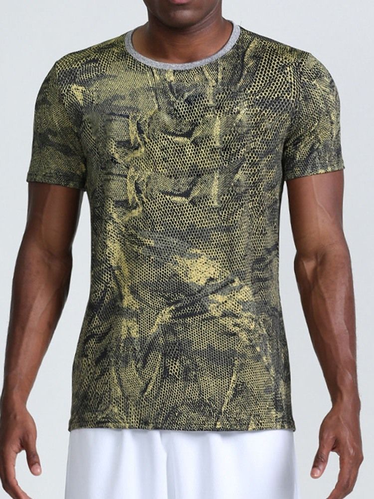 Atmungsaktives Print Camouflage Polyester Angeln T-shirt Herrenoberteile