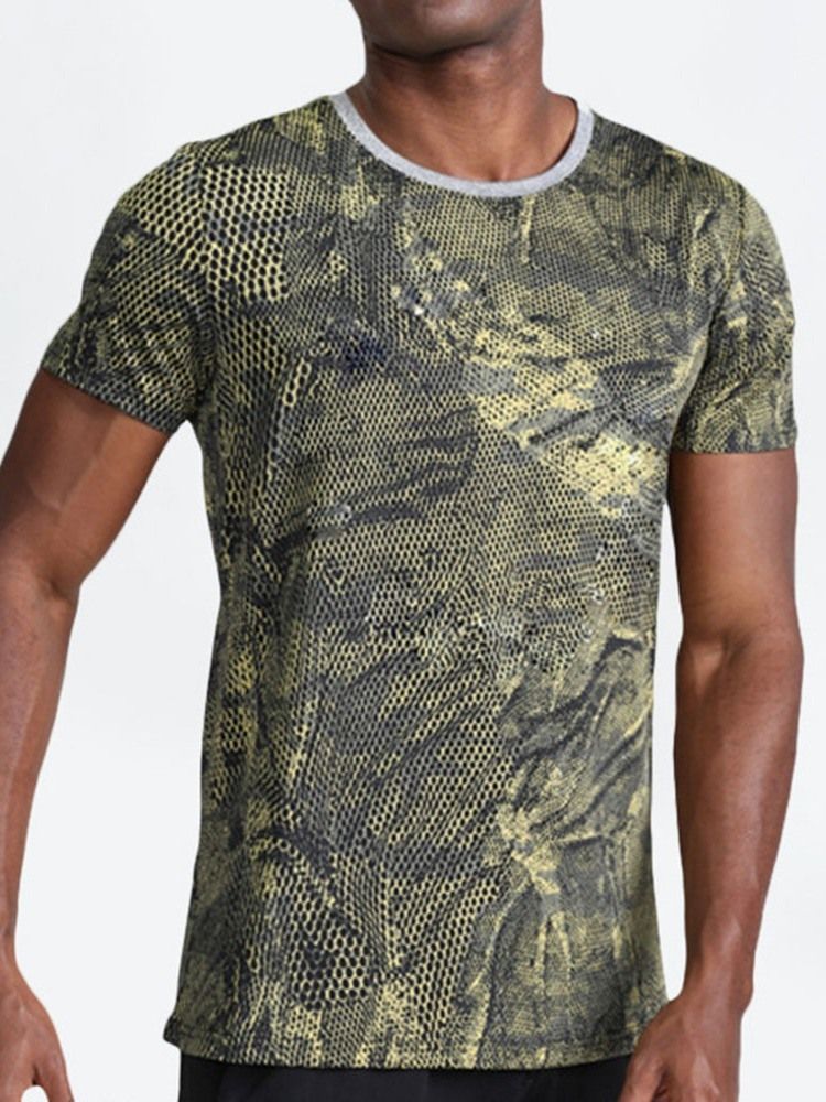 Atmungsaktives Print Camouflage Polyester Angeln T-shirt Herrenoberteile