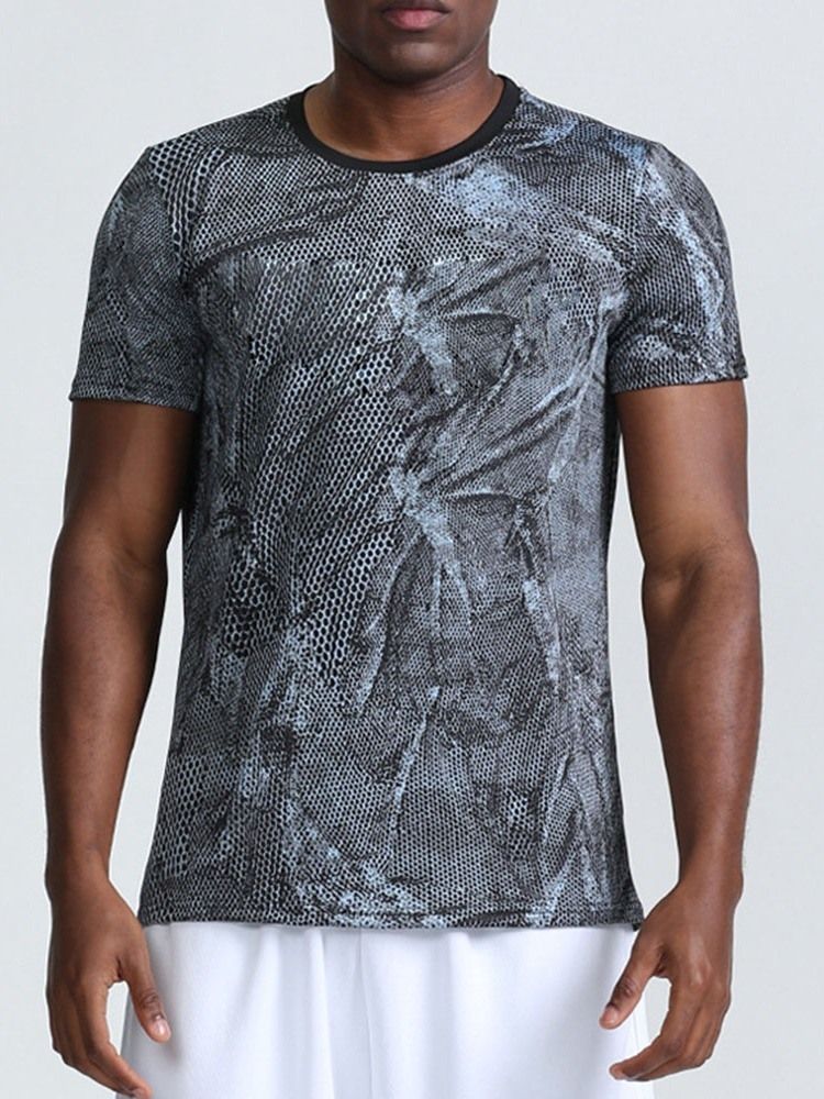 Atmungsaktives Print Camouflage Polyester Angeln T-shirt Herrenoberteile