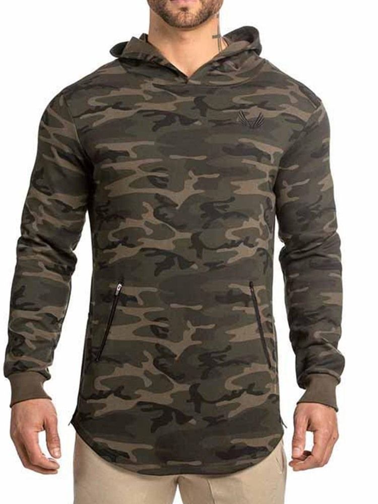 Herren Camouflage Print Kapuzenpullover Sportoberteile