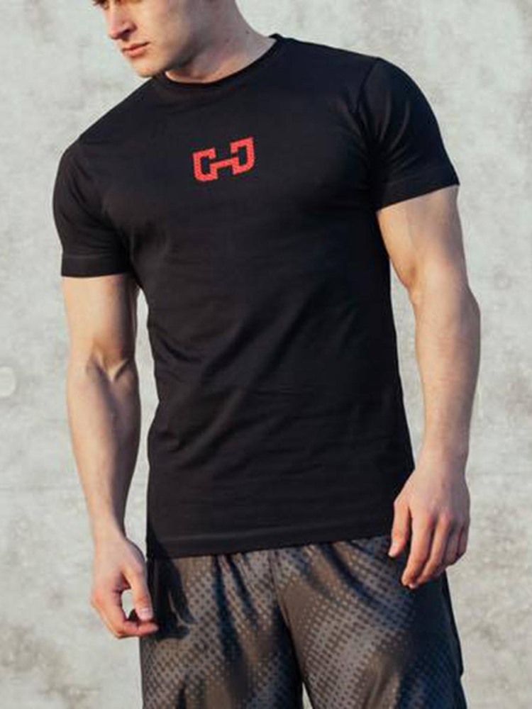 Herren-fitness-sport-t-shirt Mit Farbblock-print Kurzarm-pullover