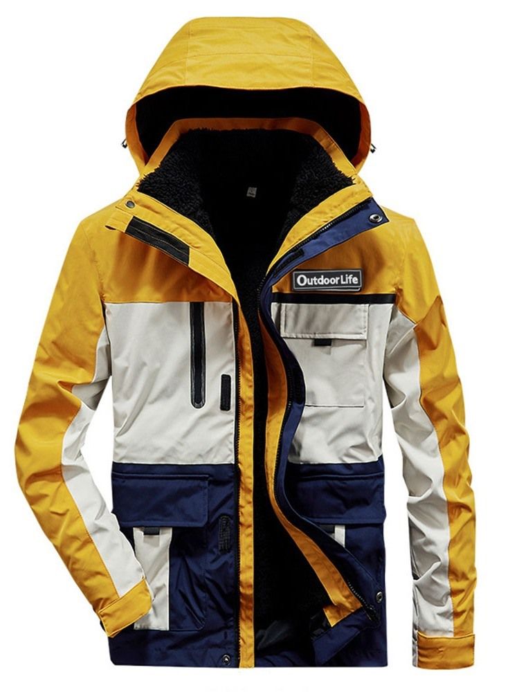 Herren-patchwork-thermo-skiing-farbblock-zweiteilige Anzugoberteile