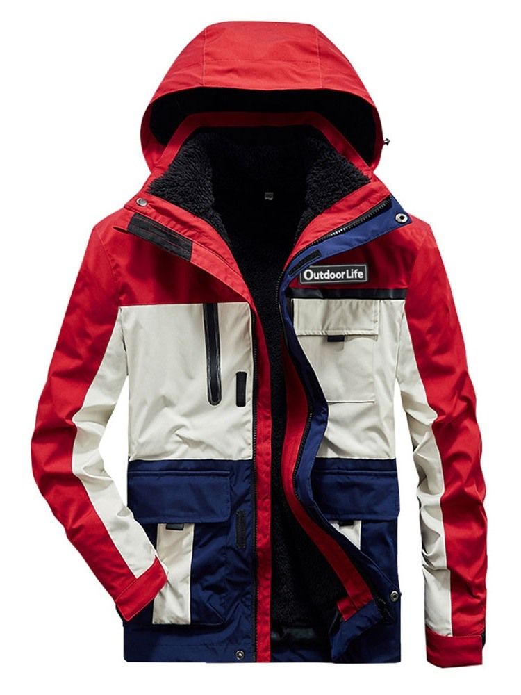 Herren-patchwork-thermo-skiing-farbblock-zweiteilige Anzugoberteile