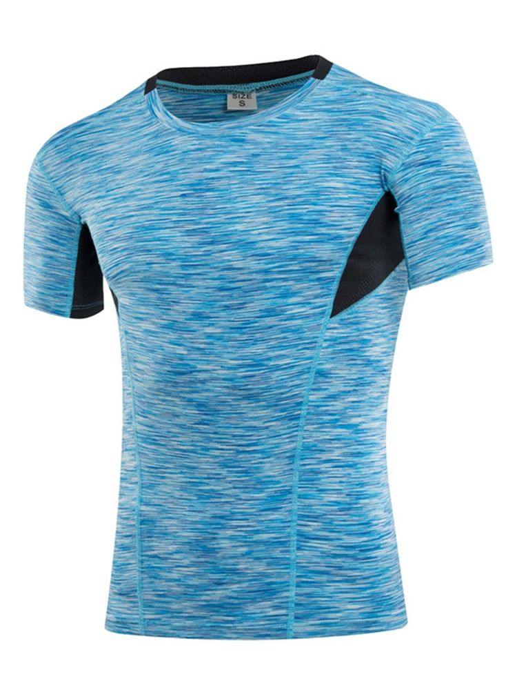 Herren-print Color Block Quick Dry Kurzarm-sportoberteile