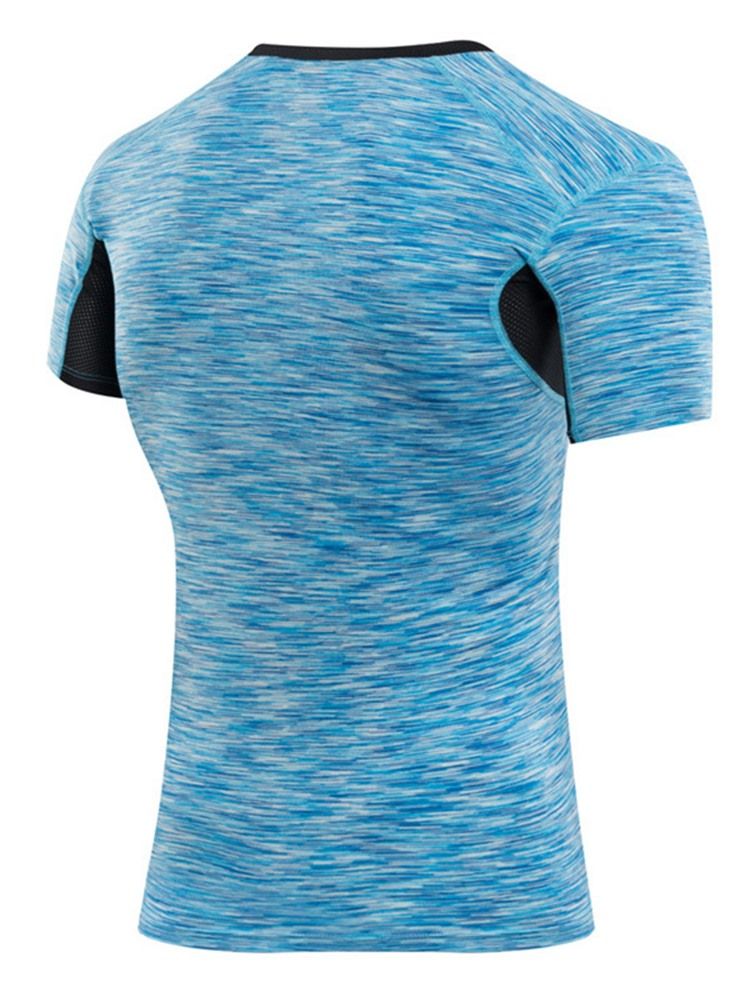 Herren-print Color Block Quick Dry Kurzarm-sportoberteile