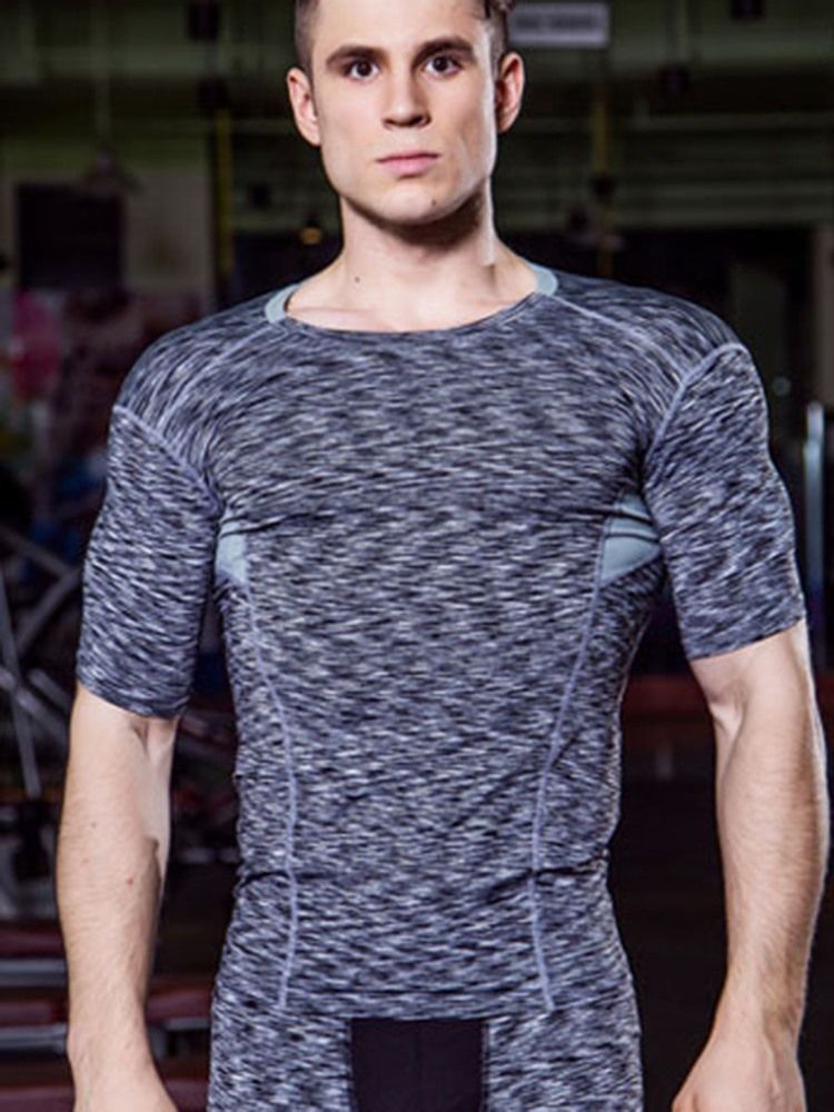 Herren-print Color Block Quick Dry Kurzarm-sportoberteile