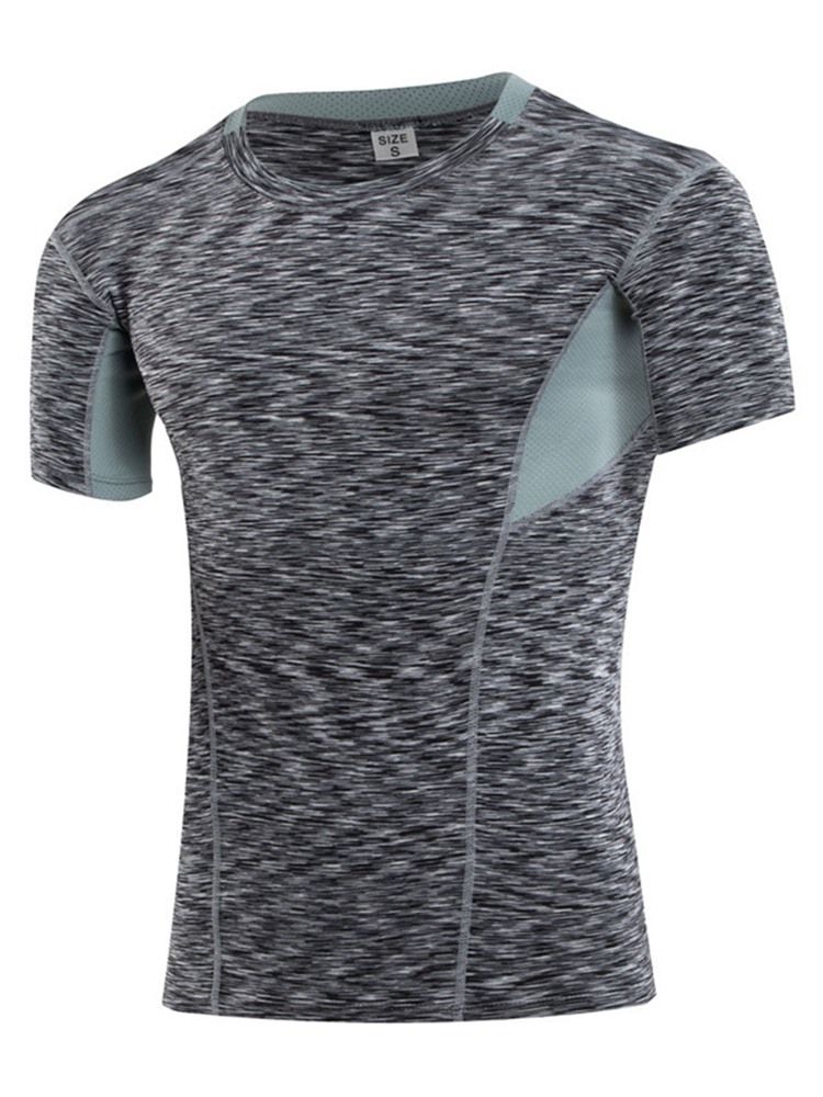 Herren-print Color Block Quick Dry Kurzarm-sportoberteile