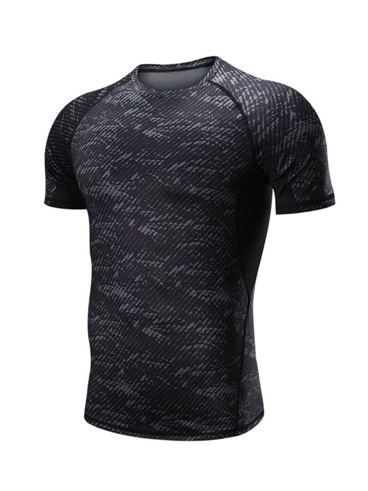 Herren Print Kurzarm Sportoberteile