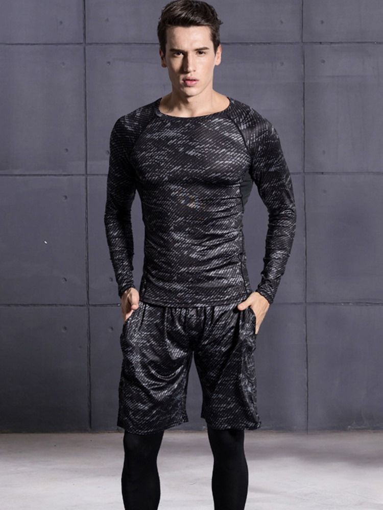 Herren Print Kurzarm Sportoberteile