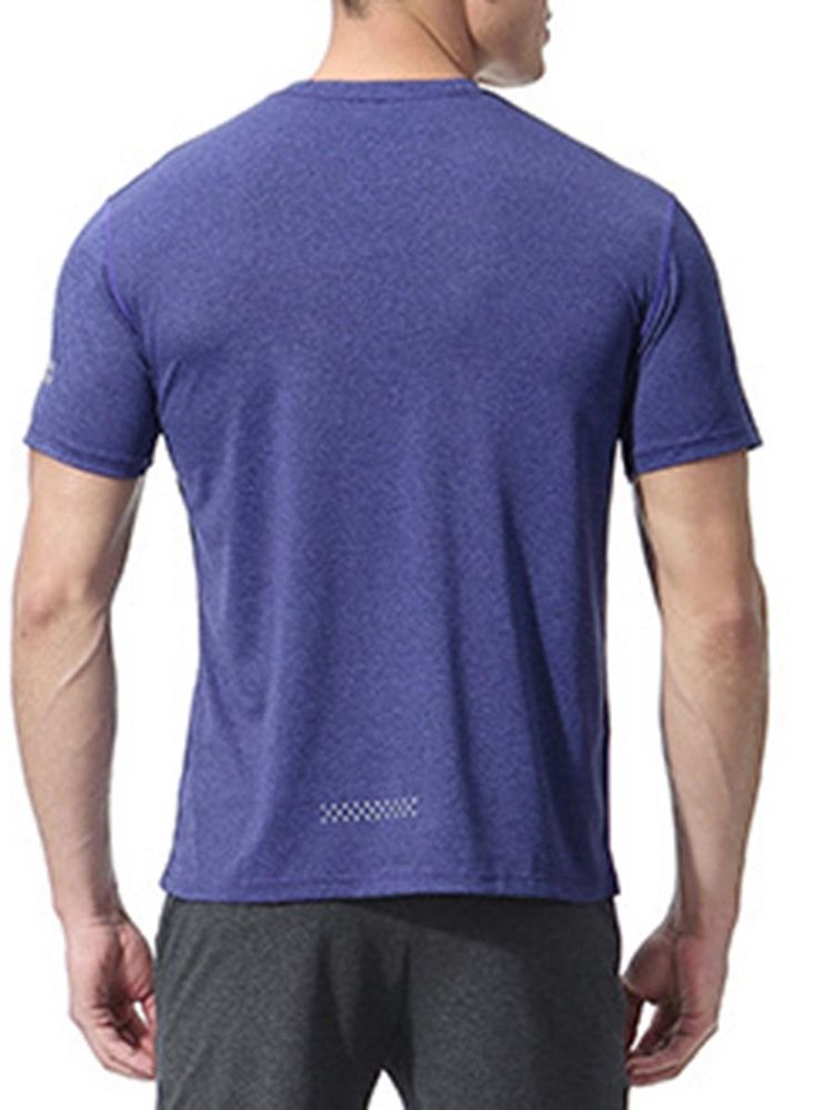 Herren Solid Quick Dry Kurzarm Gym Sport T-shirt