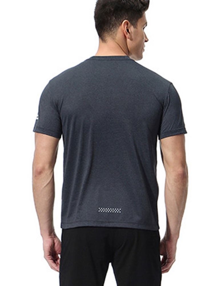 Herren Solid Quick Dry Kurzarm Gym Sport T-shirt