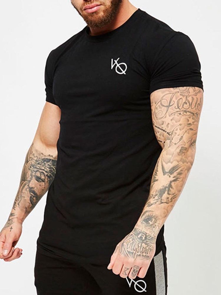 Männer Atmungsaktiver Print Kurzarm Pullover Gym Sport T-shirt