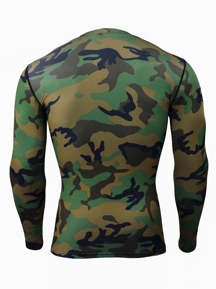 Männer Camouflage Atmungsaktives Patchwork Langarm Sportoberteil