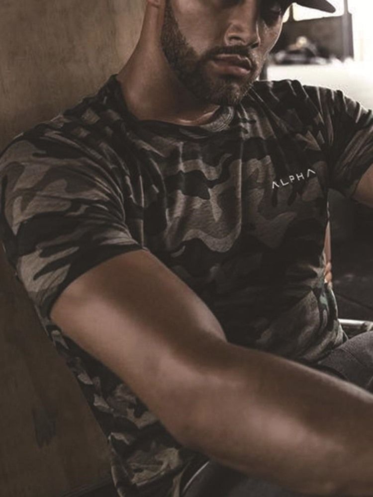 Männer Camouflage Print Pullover Gym Sport T-shirt