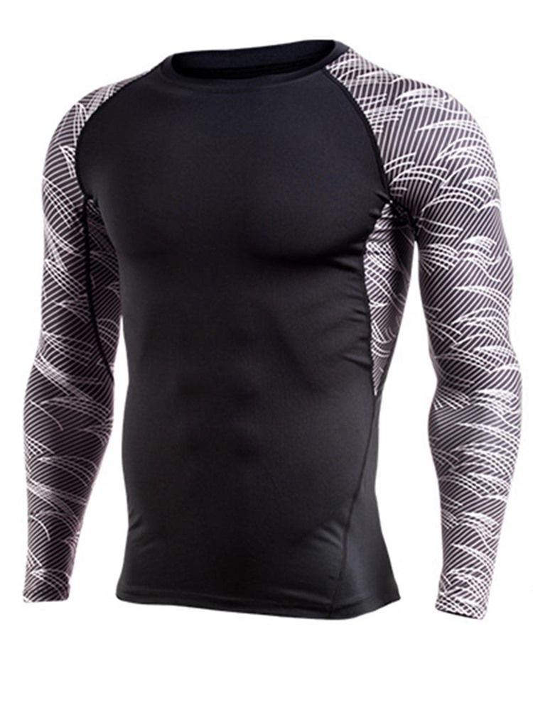 Männer Color Block Pullover Langarm Quick Dry Gym Sport Tops