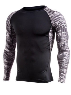 Männer Color Block Pullover Langarm Quick Dry Gym Sport Tops