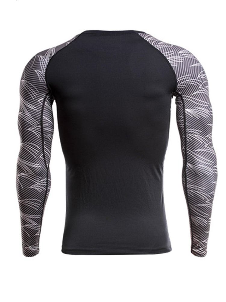 Männer Color Block Pullover Langarm Quick Dry Gym Sport Tops