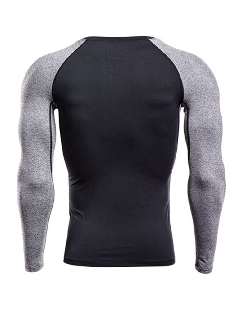 Männer Color Block Pullover Langarm Quick Dry Gym Sport Tops